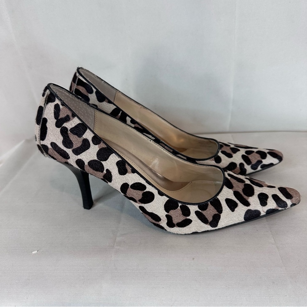 CALVIN KLEIN Women’s Size 9 Shoes Heels Leopard Print Cow Fur Dolly Style - Picture 4 of 16